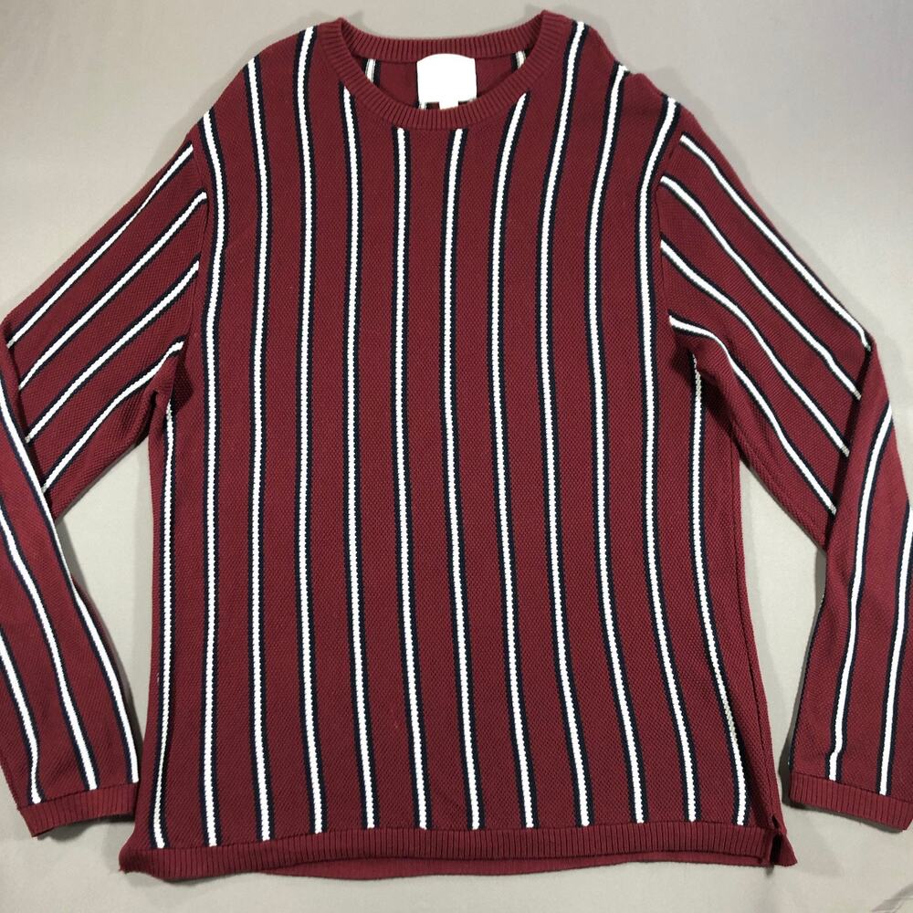Brunswick Garments Mens XL Classic Fit Pullover Sweater Vertical Stripe Red